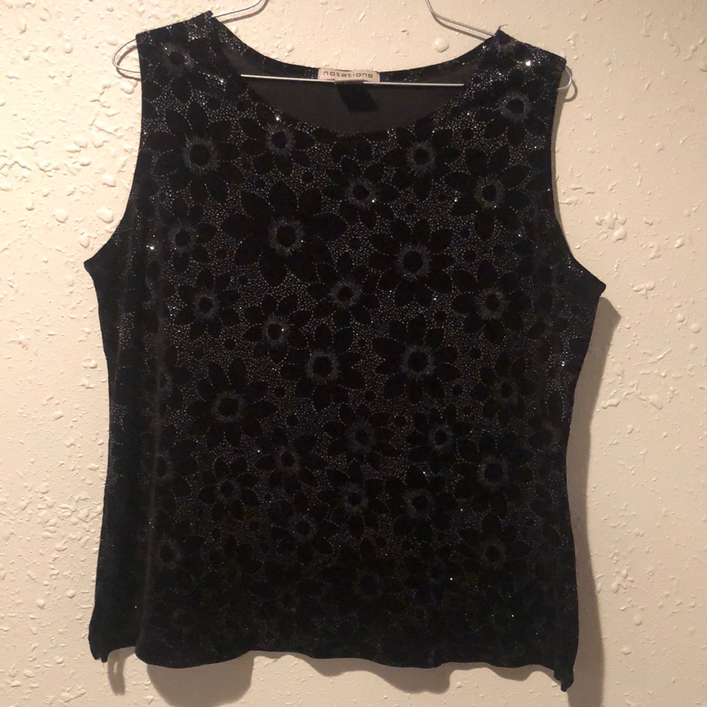 Notations Sz L Black Crushed Velvet With Silver Shimmers